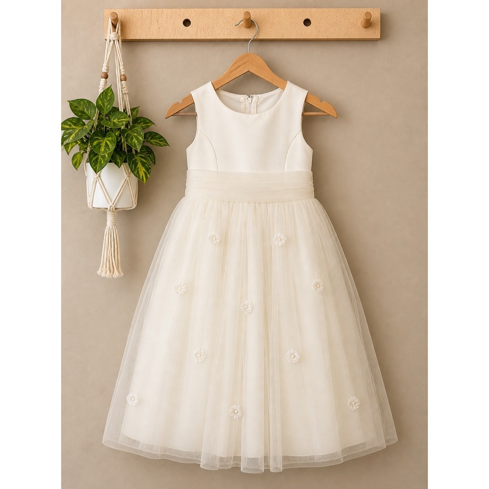 David's Bridal Michelangelo Girls Rum Pink Tulle Flower Girl Dress 7283 Size 4